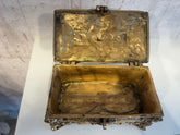 Antique-Style Brass Trinket Box with Figures
